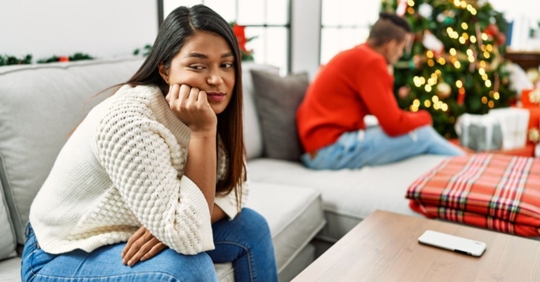 sad couple during the holidays